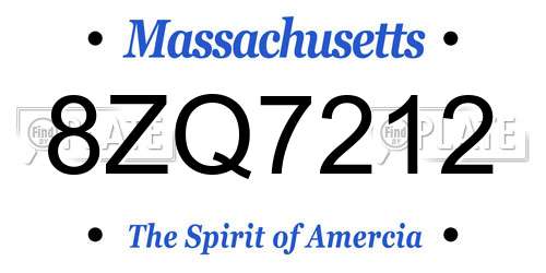 8ZQ7212 Massachusetts License Plate