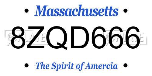 8ZQD666 Massachusetts License Plate