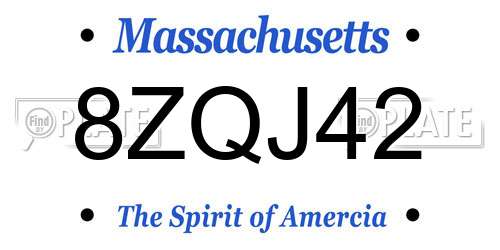 8ZQJ42 Massachusetts License Plate