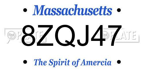 8ZQJ47 Massachusetts License Plate