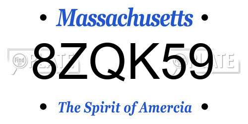 8ZQK59 Massachusetts License Plate