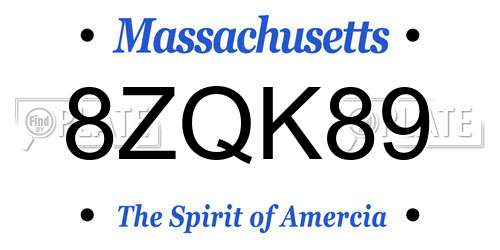 8ZQK89 Massachusetts License Plate