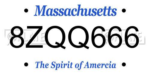 8ZQQ666 Massachusetts License Plate