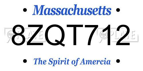 8ZQT712 Massachusetts License Plate