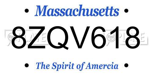 8ZQV618 Massachusetts License Plate