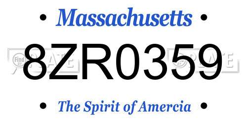 8ZR0359 Massachusetts License Plate