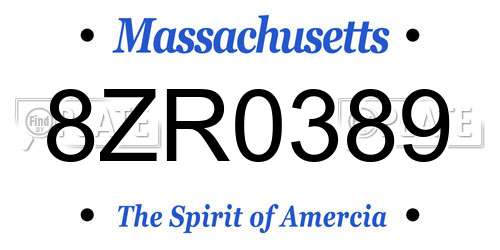 8ZR0389 Massachusetts License Plate