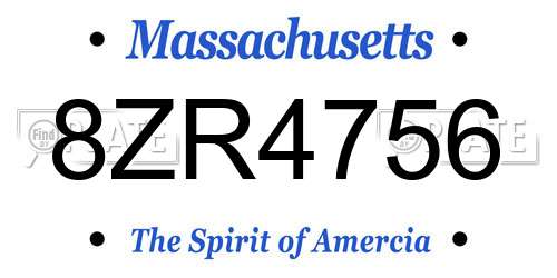 8ZR4756 Massachusetts License Plate
