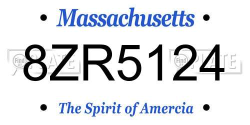 8ZR5124 Massachusetts License Plate