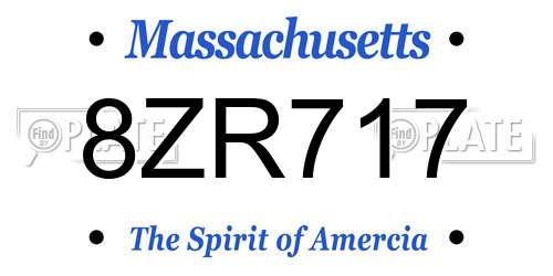 8ZR717 Massachusetts License Plate