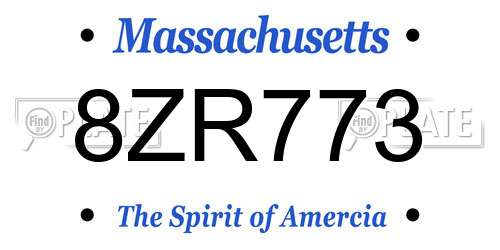 8ZR773 Massachusetts License Plate