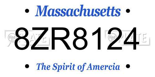 8ZR8124 Massachusetts License Plate