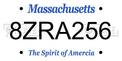 8ZRA256 Massachusetts License Plate