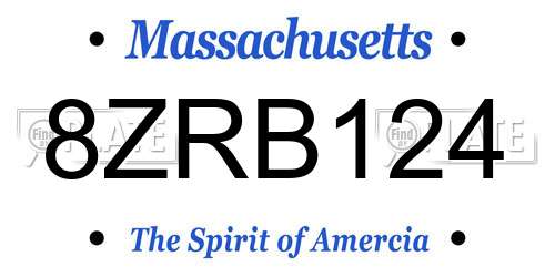 8ZRB124 Massachusetts License Plate