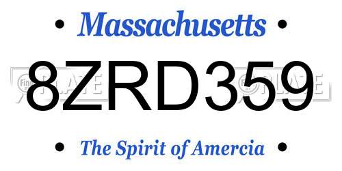 8ZRD359 Massachusetts License Plate
