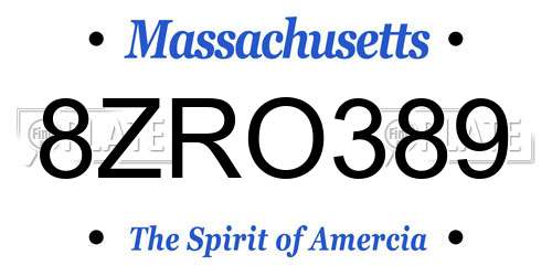 8ZRO389 Massachusetts License Plate