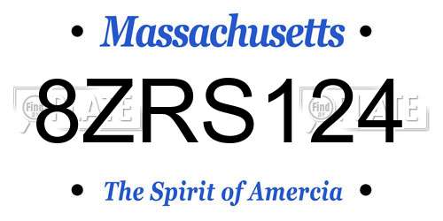 8ZRS124 Massachusetts License Plate
