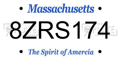8ZRS174 Massachusetts License Plate