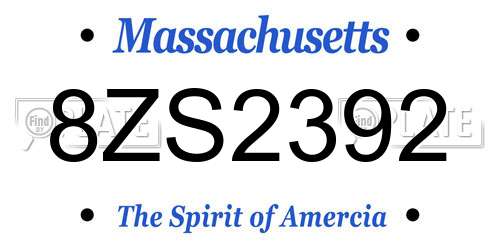 8ZS2392 Massachusetts License Plate
