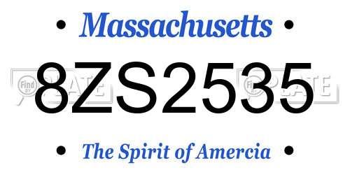 8ZS2535 Massachusetts License Plate