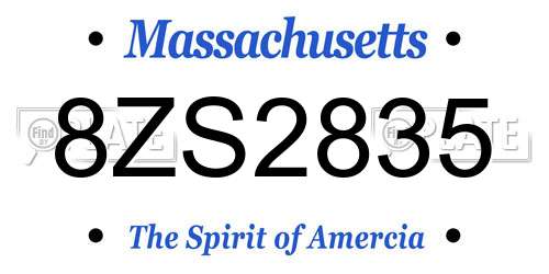 8ZS2835 Massachusetts License Plate