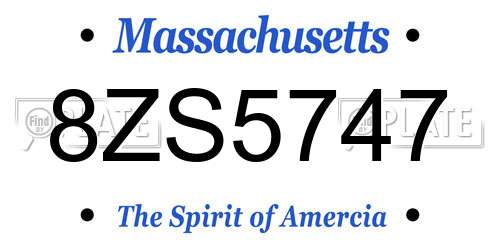 8ZS5747 Massachusetts License Plate