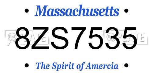 8ZS7535 Massachusetts License Plate