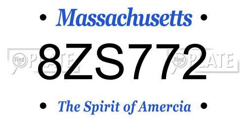 8ZS772 Massachusetts License Plate