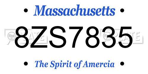 8ZS7835 Massachusetts License Plate
