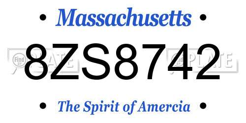 8ZS8742 Massachusetts License Plate