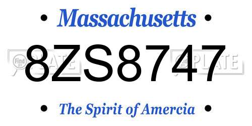 8ZS8747 Massachusetts License Plate