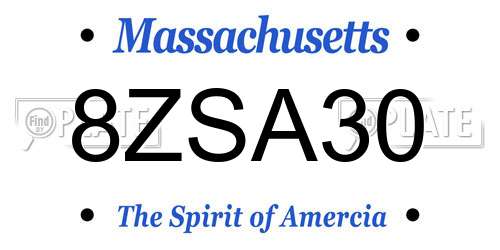 8ZSA30 Massachusetts License Plate