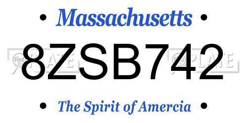 8ZSB742 Massachusetts License Plate
