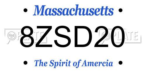 8ZSD20 Massachusetts License Plate