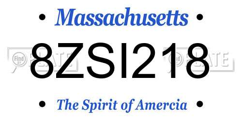 8ZSI218 Massachusetts License Plate