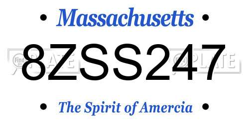 8ZSS247 Massachusetts License Plate