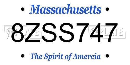 8ZSS747 Massachusetts License Plate