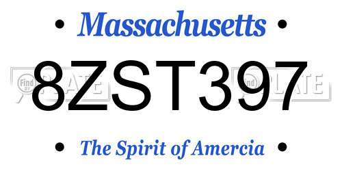 8ZST397 Massachusetts License Plate