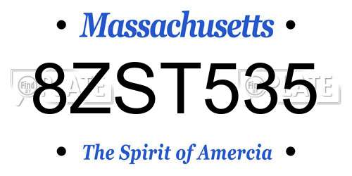 8ZST535 Massachusetts License Plate