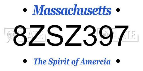 8ZSZ397 Massachusetts License Plate