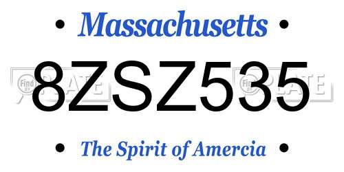 8ZSZ535 Massachusetts License Plate