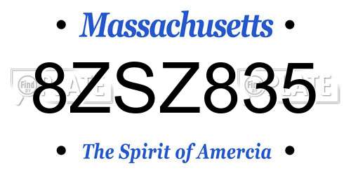 8ZSZ835 Massachusetts License Plate