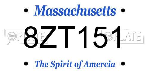 8ZT151 Massachusetts License Plate