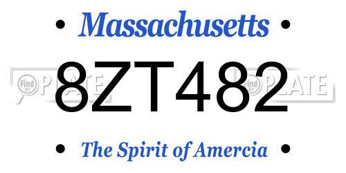 8ZT482 Massachusetts License Plate