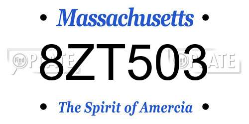 8ZT503 Massachusetts License Plate