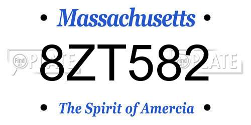 8ZT582 Massachusetts License Plate
