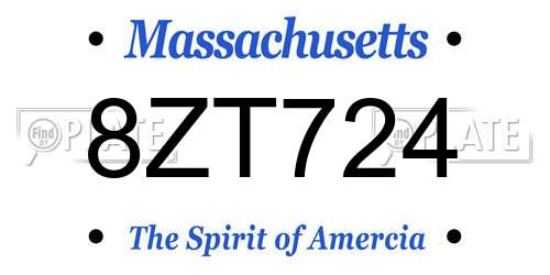 8ZT724 Massachusetts License Plate