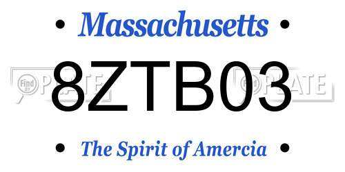 8ZTB03 Massachusetts License Plate