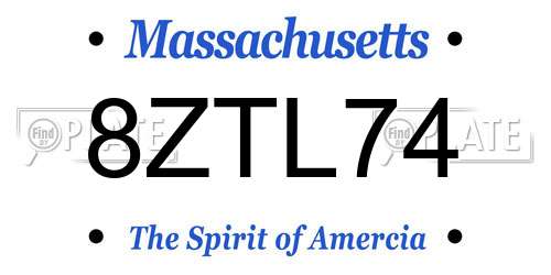 8ZTL74 Massachusetts License Plate