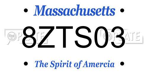 8ZTS03 Massachusetts License Plate